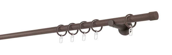 Gardinenstange 1-läufig 20mm Wandträger 6,5cm Endstück Cap